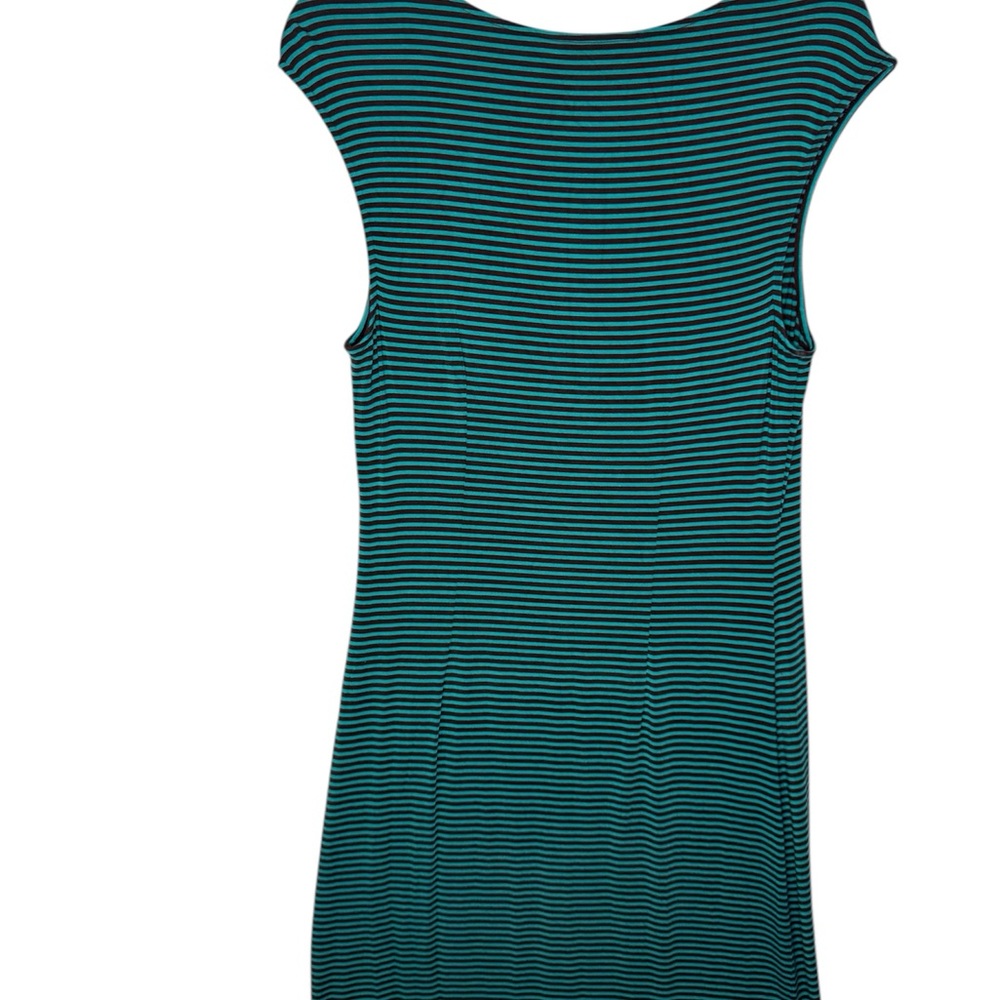 Tommy Bahama Striped Teal and Brown Cap-Sleeve Dress